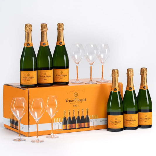 Veuve Clicquot Yellow Label Brut (75cl) Party Set - Bundle of 6 bottles and 6 glasses